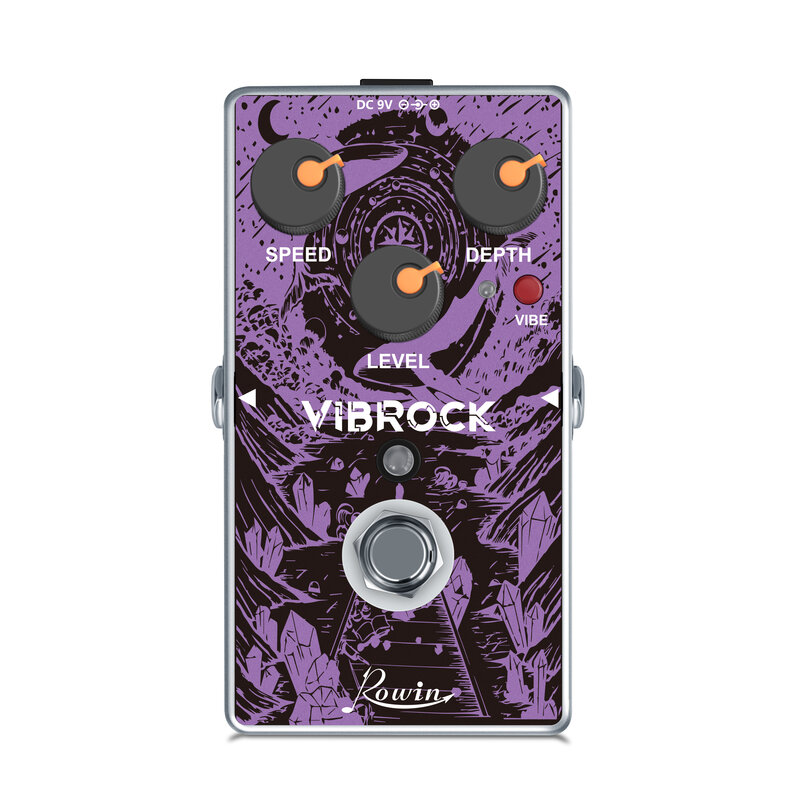 Rowin RE-02 Vibrock Chorus&Tremolo Guitar Multi-Effect Pedal True Bypass Working On Both DC 9V Adaper &  Battery For Outdoor
