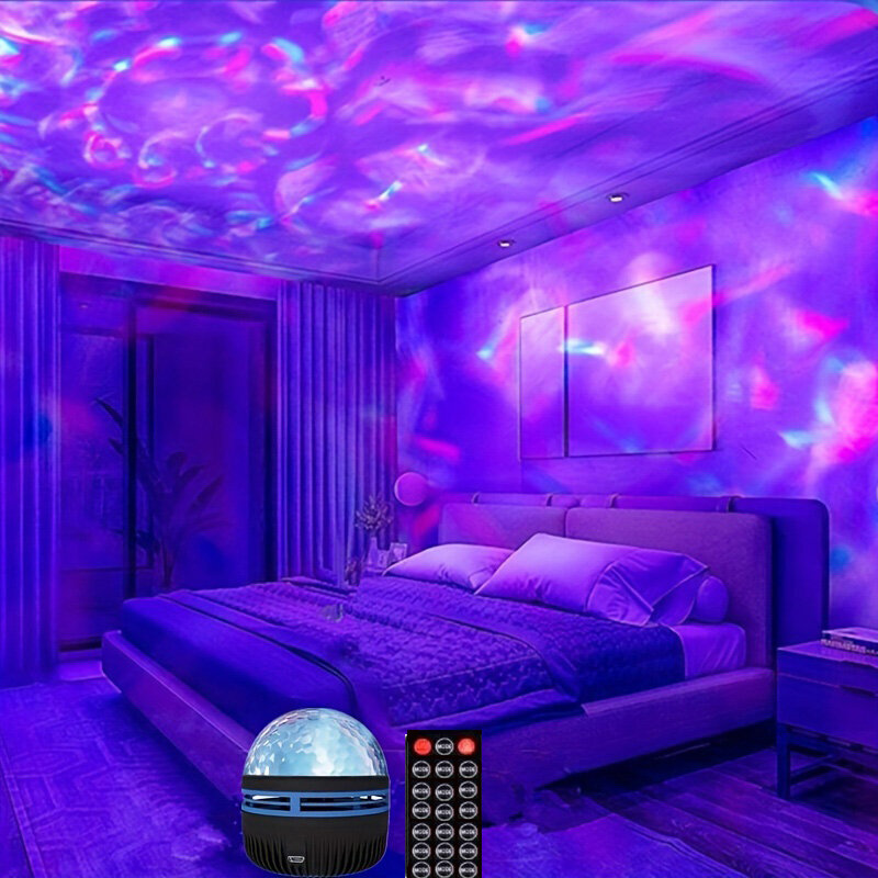 Projecteur d'étoiles et de galaxies, budgétaire de vagues d'eau et d'océan, veilleuse de chambre à coucher, décor de pièce avec des motifs de 7 couleurs, 1PC