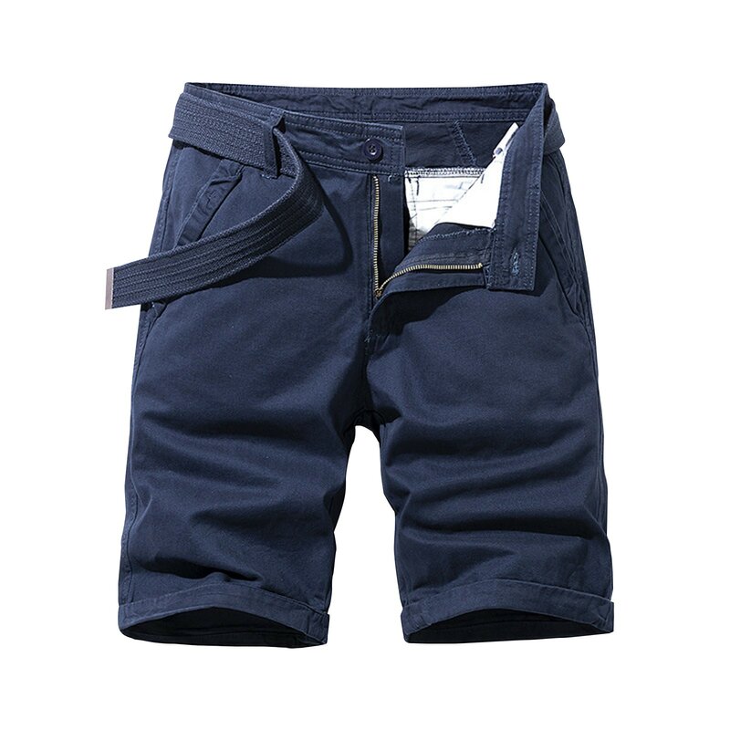 Pantalones cortos Cargo con múltiples bolsillos para hombre, peto holgado de Color sólido, clásico, Retro, de sarga, talla grande
