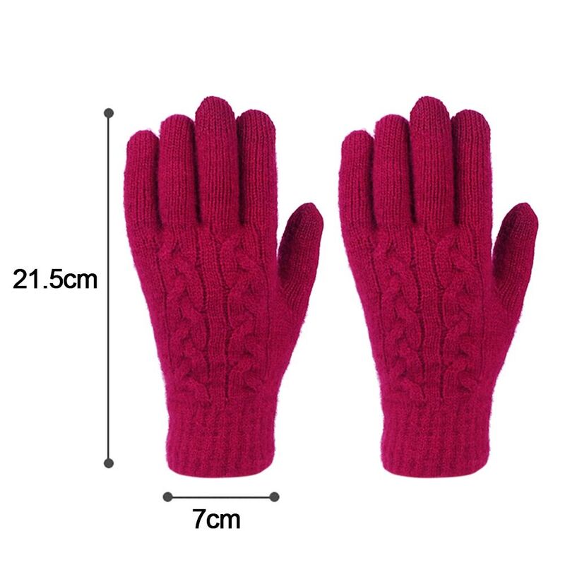 Solid Color Warm Knitted Gloves Fashion Thicken Touch Screen Cycling gloves Plus Velvet Windproof Full Finger Gloves