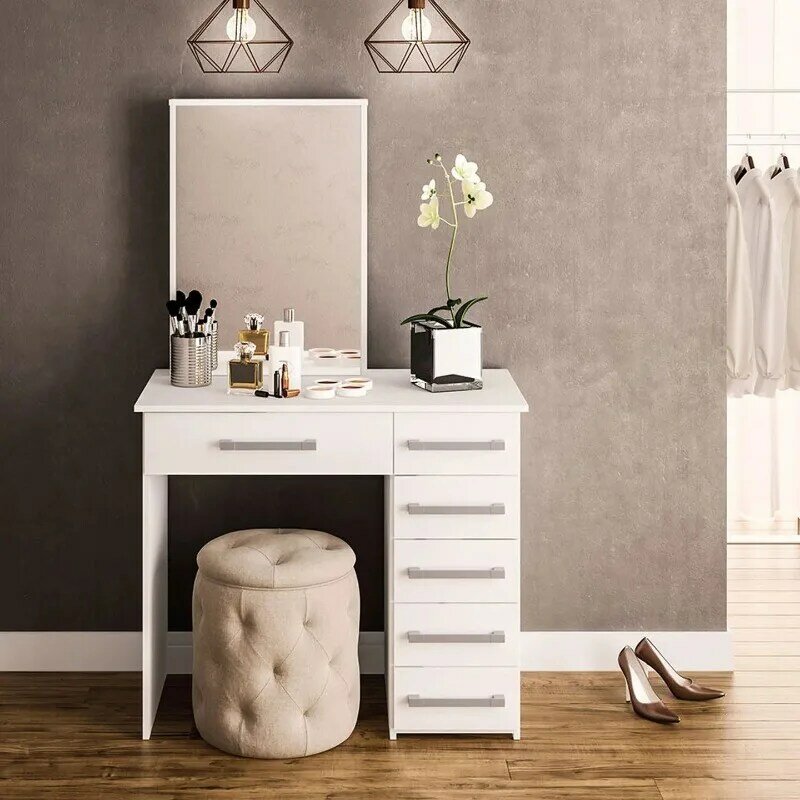 Boahaus Sofia Modern Vanity Table, White Finish, for Bedroom White Vanities