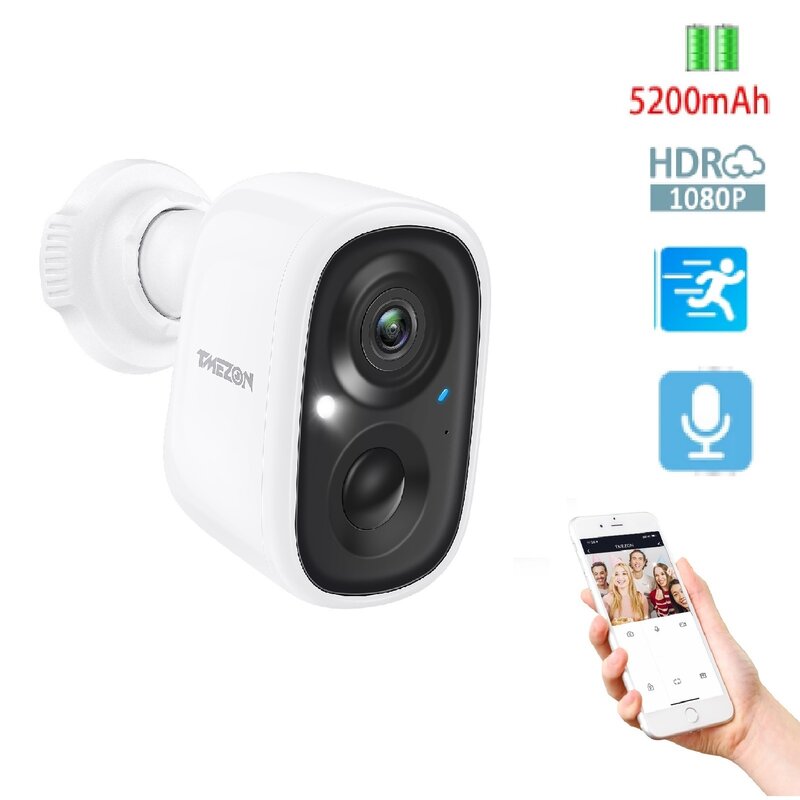 New 1080P WIFI Battery Camera Rechargeable Outdoor Two-Way Audio IP65 Weatherproof Security Wireless IP Camera PIR Motion