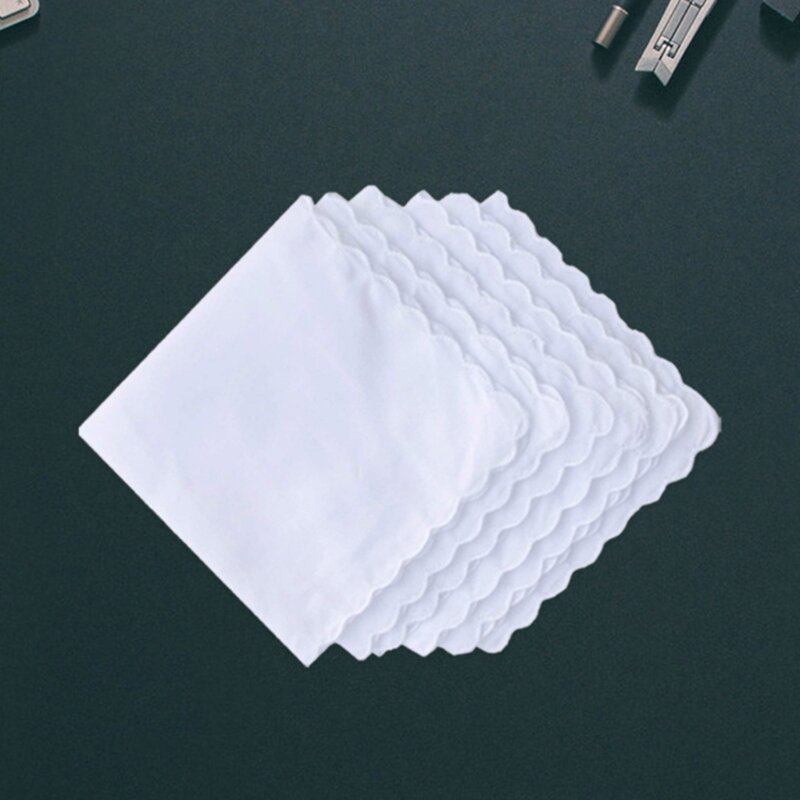 Pañuelos algodón para hombre y mujer, pañuelos Blanco sólido, toalla cuadrada bolsillo, 30x30cm