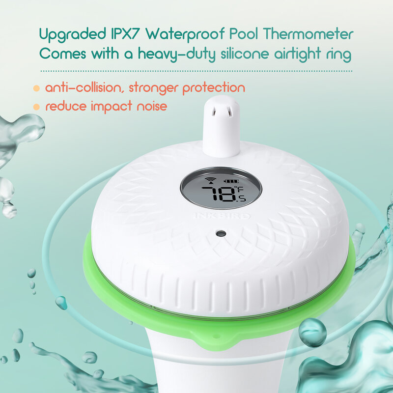 Inkbird Verbeterde Waterdichte Zwembadthermometer Met IBS-M2 Wi-Fi Gateway 300 Voet Draadloze Zwemtemperatuur Vochtigheidsmonitor