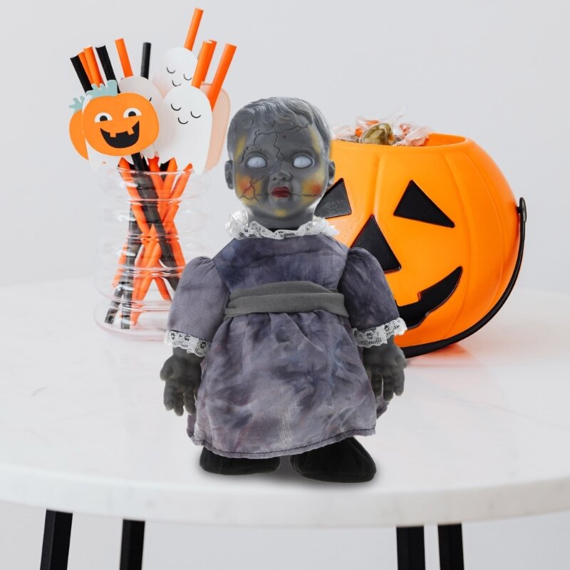 Muñeca fantasma Halloween, muñeca eléctrica horrible que mueve, juguete parodia, decoración navideña temporada, por