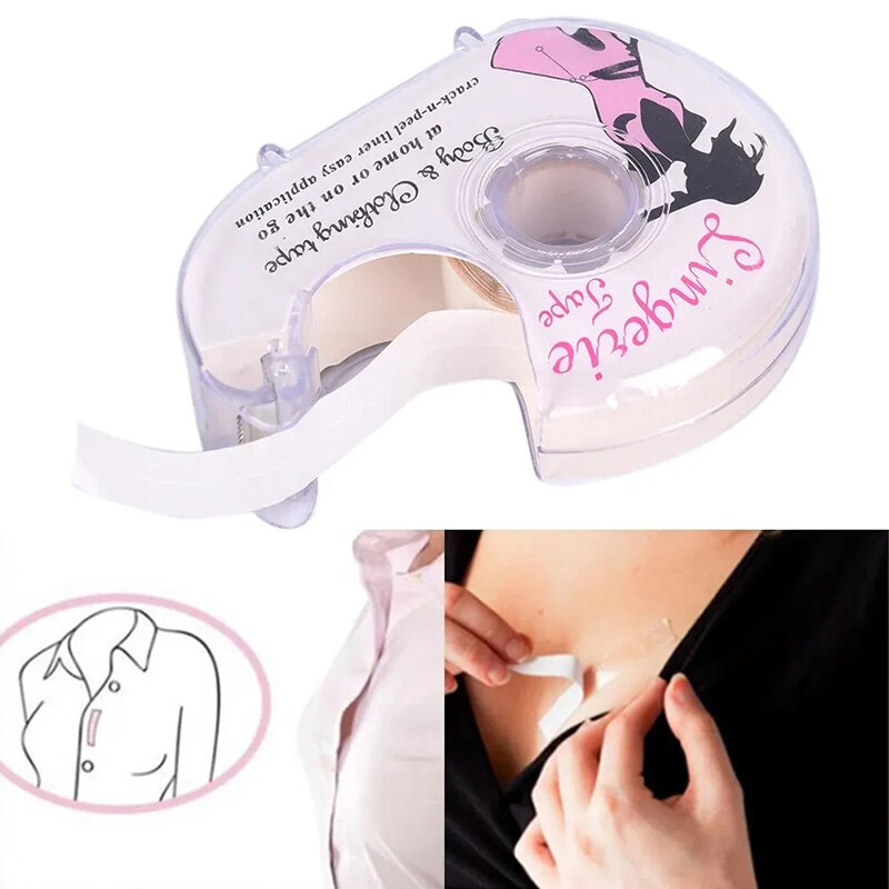 1Rol Onverschrokken Tape Dames Dubbelzijdig Plakband Voor Kleding Jurk Laag Uitgesneden Lichaamshuid Anti-Belichting Zelfklevende Stickerstrips