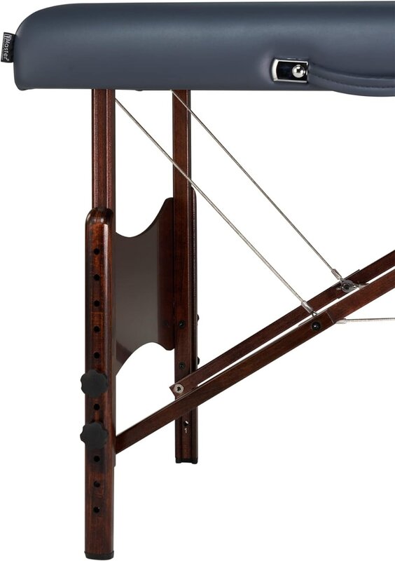 Paket meja pijat portabel Newport pijat utama dengan bantalan Denser 2.5 ", kayu keras berwarna kenari, kabel penyangga baja