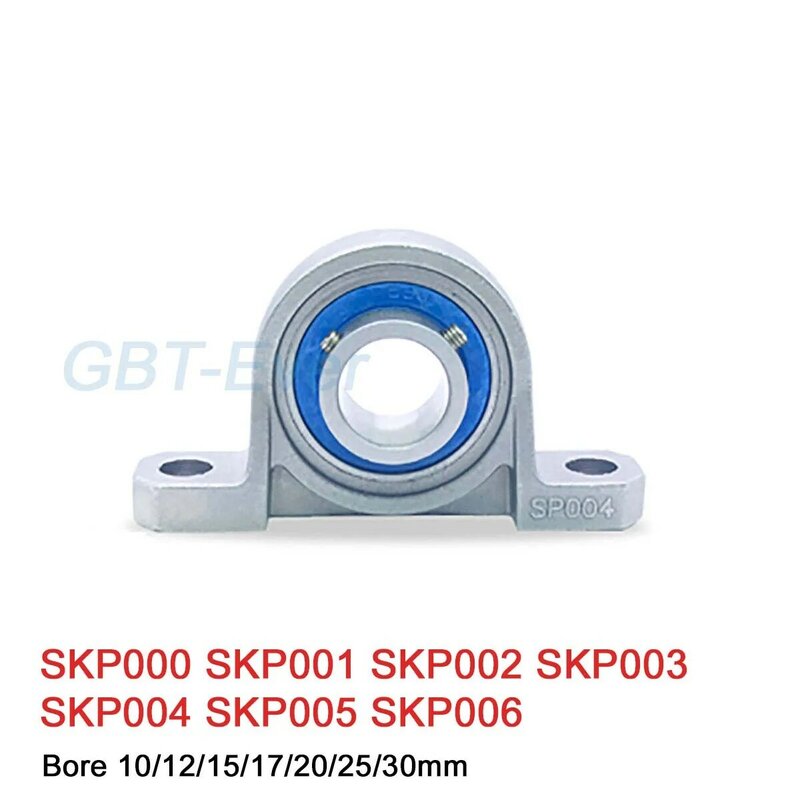 1Pc 304 Stainless Steel Vertical Bearing with Seat SKP000 SKP001 SKP002 SKP003 SKP004 SKP005 SKP006 Bore 10/12/15/17/20/25/30mm