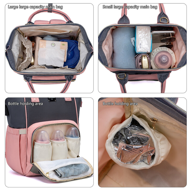 LEQUEEN-Bolsa de pañales de 5 piezas para bebé, Kit multifuncional de maternidad, mochila para mamá, bolso cambiador impermeable para cochecito