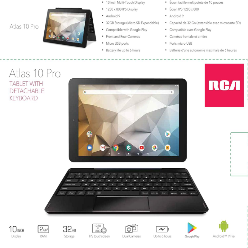 Tablet RCT6 RAM 2GB DDR3 + 32GB, Tablet 10.1 inci Android 9.0 Quad Core 1280*800 layar IPS WIFI kamera ganda