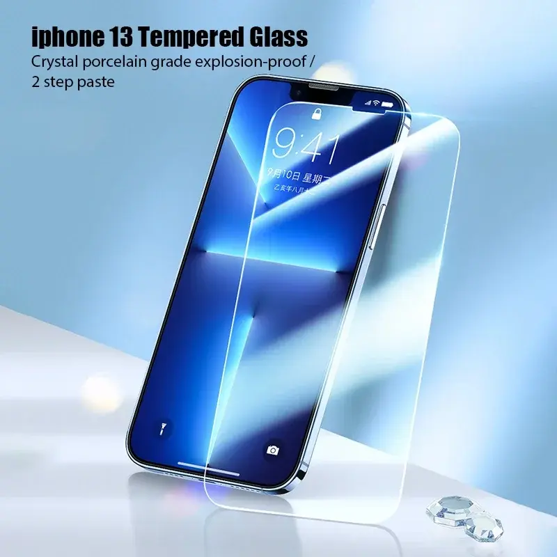 4 pezzi di vetro temperato per iPhone 11 12 13 14 15 Pro XR X XS Max proteggi schermo per iPhone 12 Pro Max Mini 7 8 Plus SE Glass