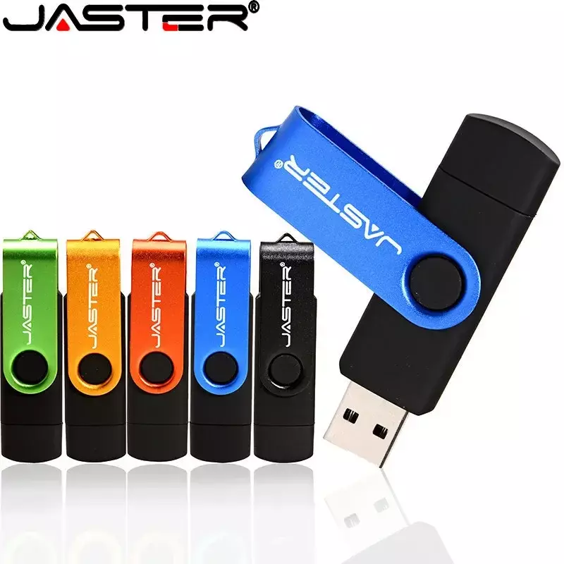 JASTER-USB 2.0 OTG Flash Drive para SmartPhone, Tablet, PC, 16GB Memory Stick, 32GB, 64GB, 8GB Pendrive, alta velocidade, 3 em 1