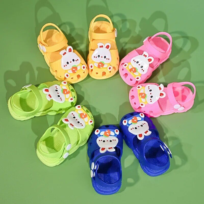Sandali coniglio cartone animato scarpe estive per neonate casa sandalo antiscivolo per bambina suola morbida scarpe da spiaggia per bambini