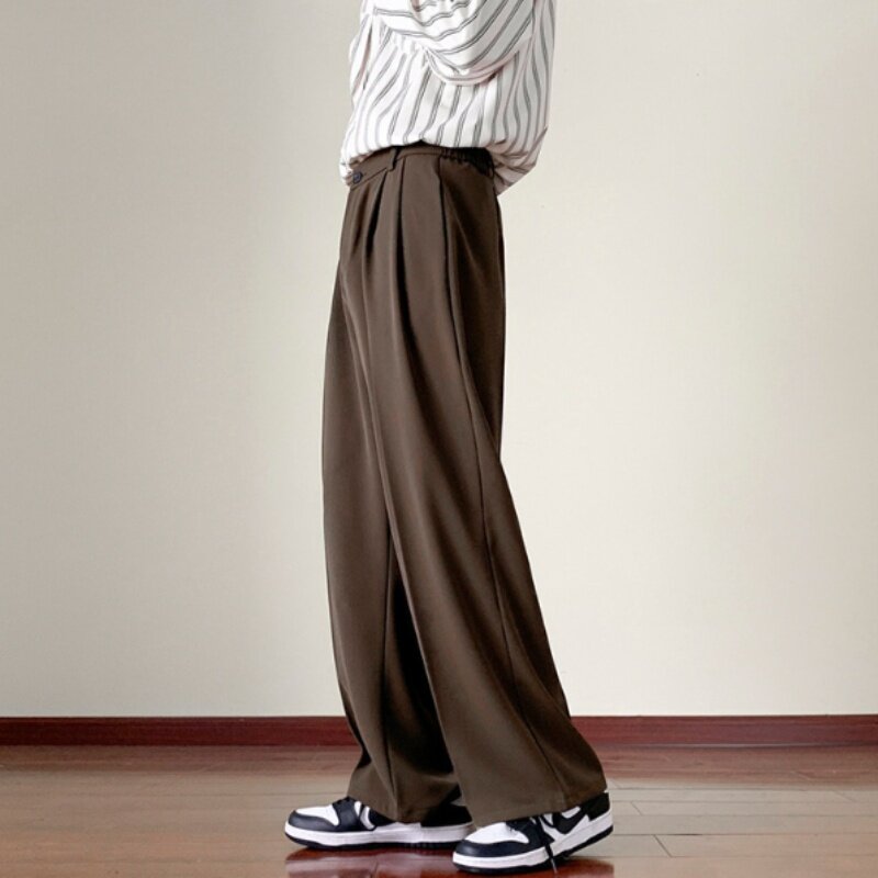 Men's black pants solid color straight casual pants Men's business fashion high-quality work
