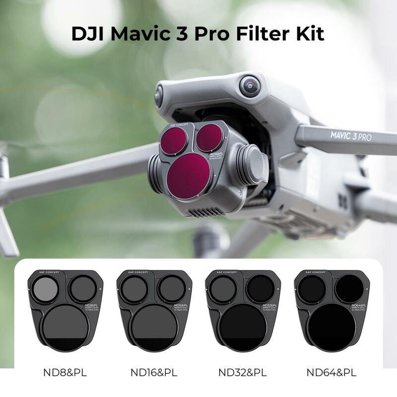 K & F Concept фильтр для дрона для DJI Mavic 3 Pro 2 в 1 Kit 4 шт (ND8 & PL + ND16 & PL + ND32 & PL + ND64 & PL) Антибликовое покрытие с 28 слоями