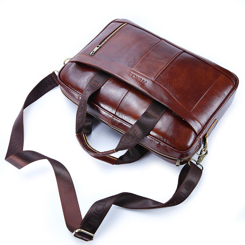 Мужская кожаная сумка-мессенджер, винтажный портфель для ноутбука 15,6 дюйма, роскошные деловые дизайнерские сумки