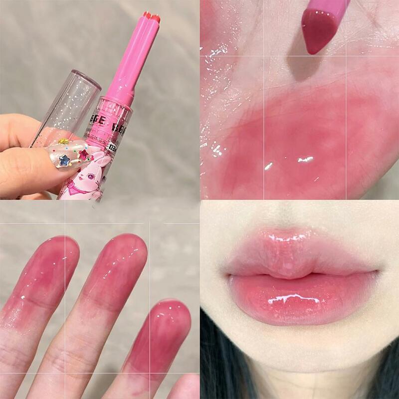 3pcs/1set Waterproof Clear Lip Glaze Flower Love Jelly Non-stick Makeup Lipstick Cup Lasting Mirror Transparent Cosmetics C1U0