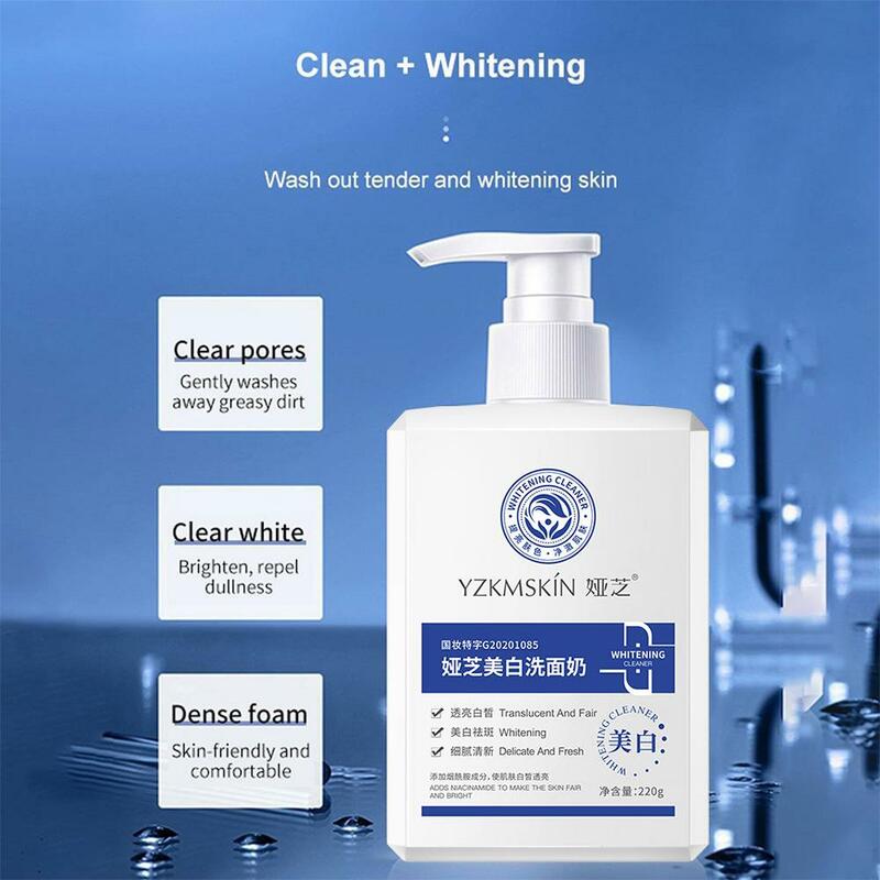 Niacinamida Facial Whitening Cleanser, Clareamento Cleanser, Refrescante, Controle de Limpeza, Limpeza Profunda, Q7X9, Drop Shipping