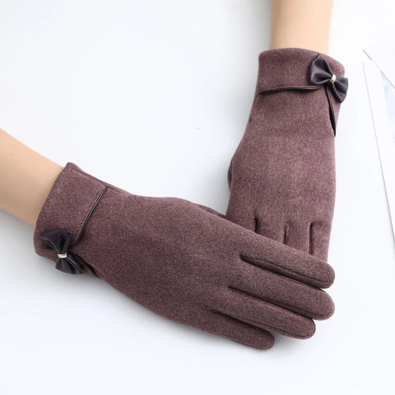 Women Touch Screen Gloves Fashion Mittens Autumn Winter Warm Thin Cashmere Solid Cycling Drive Suede Fabric Elegant Windproof