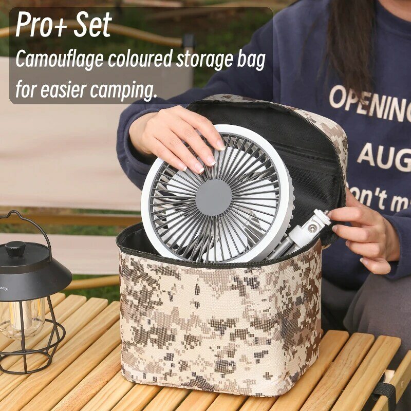 KINSCOTER-Multifuncional Camping Tent Fan, Desktop Fan recarregável, USB Ventilador de teto exterior com luz LED, 10000mAh