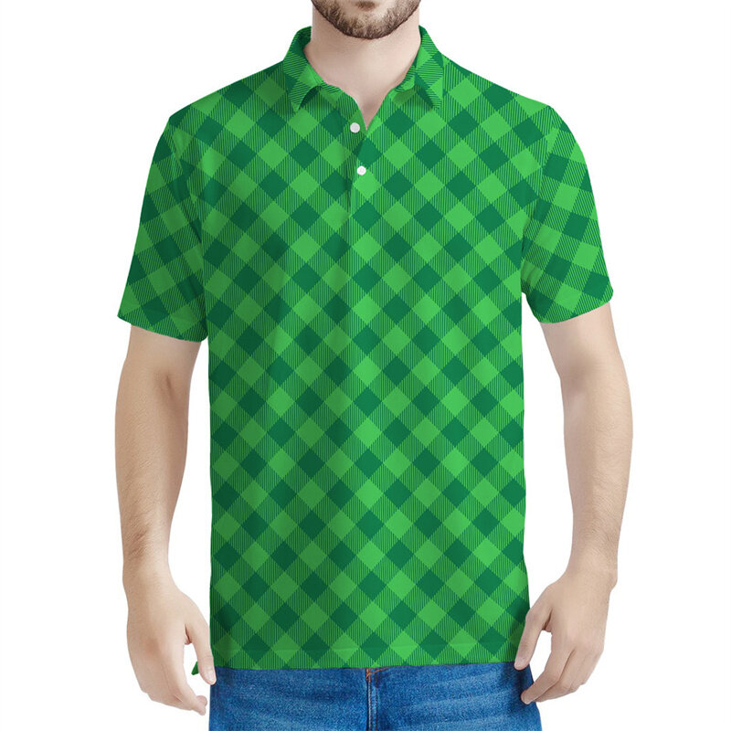 New Design Grids Pattern Polo Shirt For Men Women 3D Printed Plaids Tees Summer Casual Lapel Short Sleeves Tops Button T-shirt