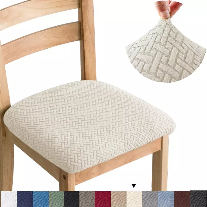 Funda elástica de Jacquard para asiento de silla de comedor, cubierta extraíble, lavable, tapizada, duradera