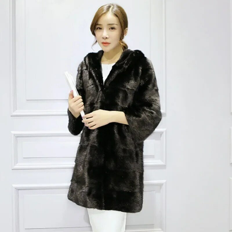 Imitation Fur Slim Fitting Mink Jacket Long Imitation Fox Fur Grass Jacket for Women