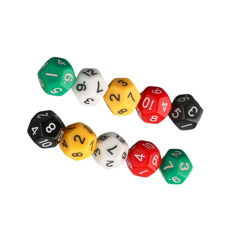 10 Pieces D12 Polyhedral Dice Acrylic Dice for Card Game Role Playing Game