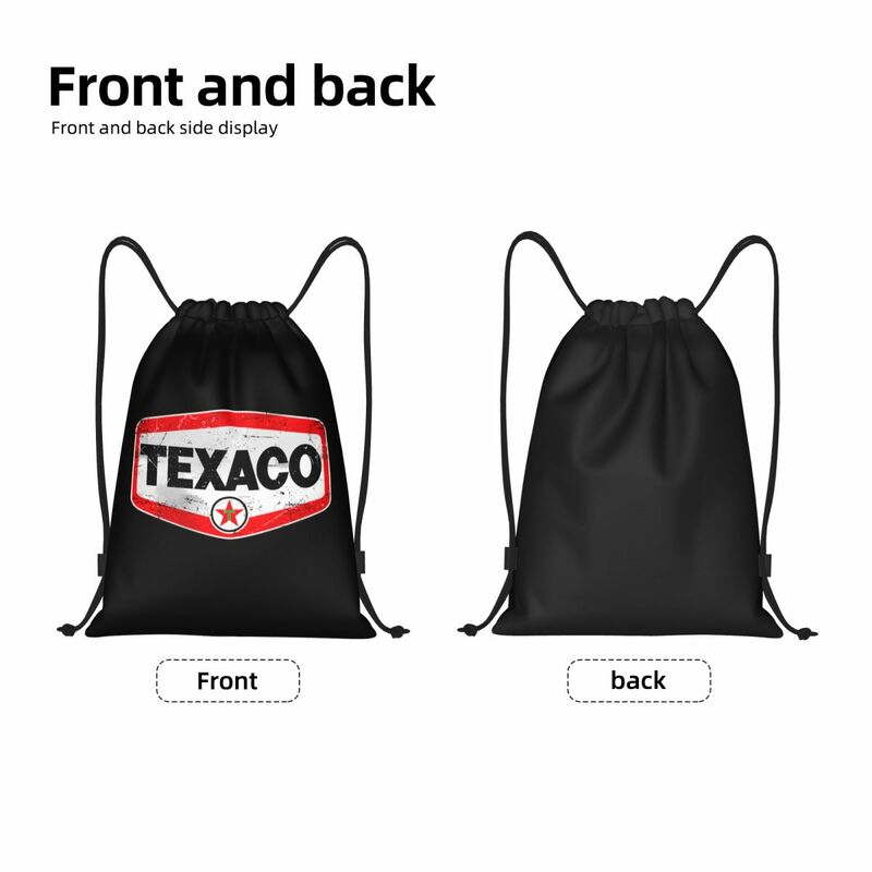 Custom Vintage Texaco Logo Drawstring Bag for Training Yoga Backpacks Men Women Sports Gym Sackpack