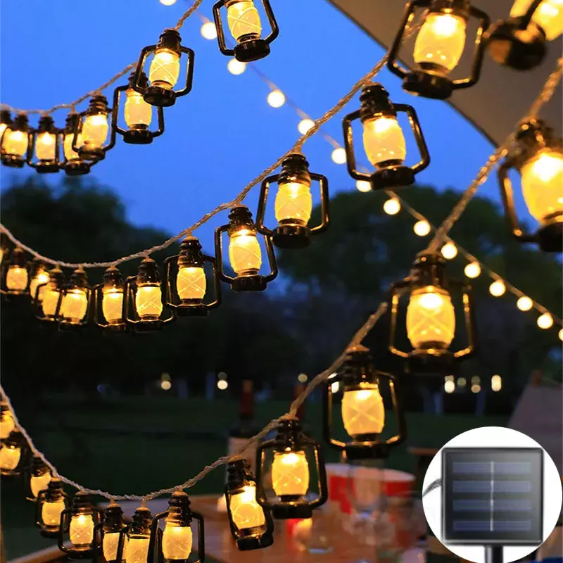 LED Solar Lamp String Querosene Garrafa, Retro Light String, Decoração de Natal, Jardim Atmosfera, Outdoor Camping