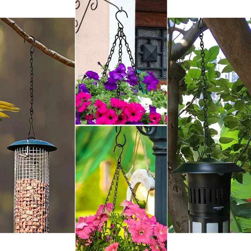 5 Pcs Flower Basket Bird Cage Chain Hangers for Ornament Lantern Decorate Replace Iron Flowerpot Hanging Outdoor Planters