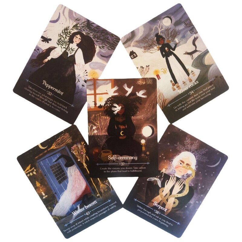 Estaciones de la bruja Imbolc Oracle, 10,4x7,3 cm, el espíritu de Imbolc Evoke, 44 tarjetas, semilla de guía espiritual