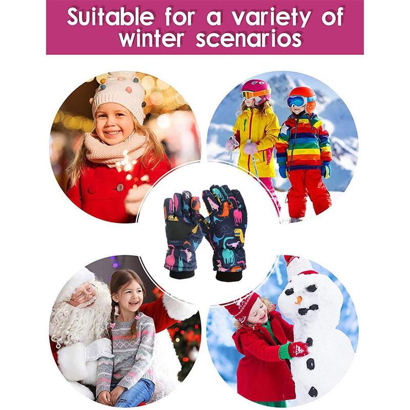 ถุงมือกันลมถุงมืออุ่นหนาสำหรับเด็ก, กลางแจ้งกันน้ำเล่นสโนว์บอร์ดเล่นสกีให้ความอบอุ่นในฤดูหนาวสำหรับเด็ก