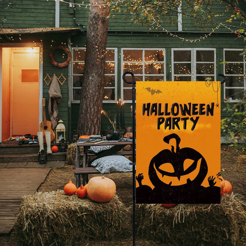 1pc Magic pumpkin lantern pattern flag, Halloween double-sided printed garden flag, farm yard decoration, excluding flagpoles