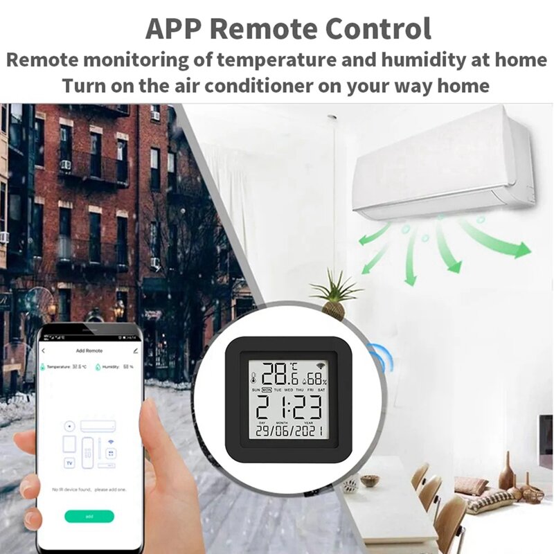 Sensor de humedad de plástico, dispositivo inteligente con Wifi, Universal, IR, remoto, para aire acondicionado, TV, CA
