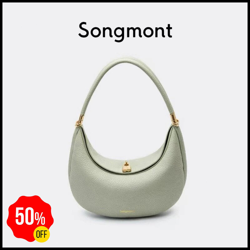 Songmont ดั้งเดิม2024ใหม่กระเป๋าผู้หญิงครึ่งเดือนกระเป๋าถือที่เท้าแขนแฟชั่นกระเป๋าสะพายไหล่แบบลำลองดีไซน์เป็นส่วนตัว