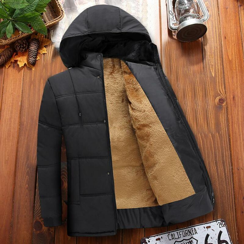 Cappotto con cappuccio da uomo popolare giacca formale taglie forti giacca a vento con cerniera elastica in tinta unita tenere al caldo