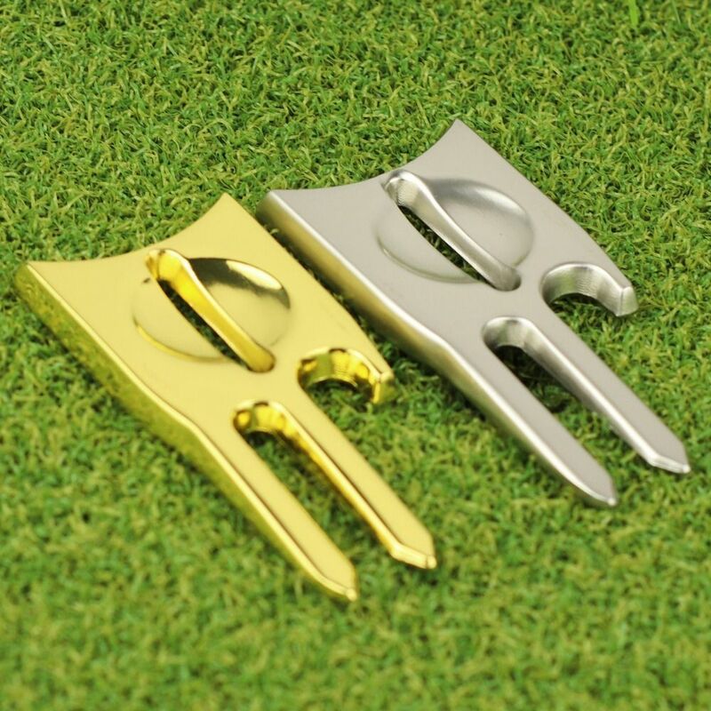 Zink legierung 6 in 1 Divot Werkzeug magnetisches Ziel Golf grüne Gabel rostfrei tragbare Golf Divot Reparatur werkzeug Golfschläger