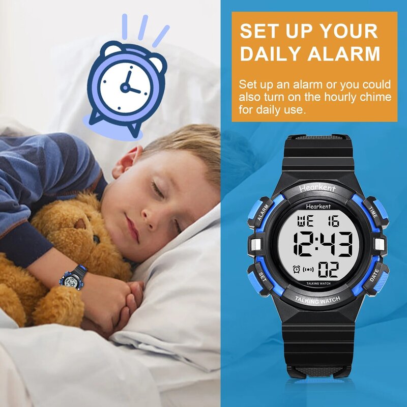 Hearkent Kids Talking Watch orologio da polso digitale con campanello orario Boy Girls Alarm Chrono Clock orologi elettronici per bambini