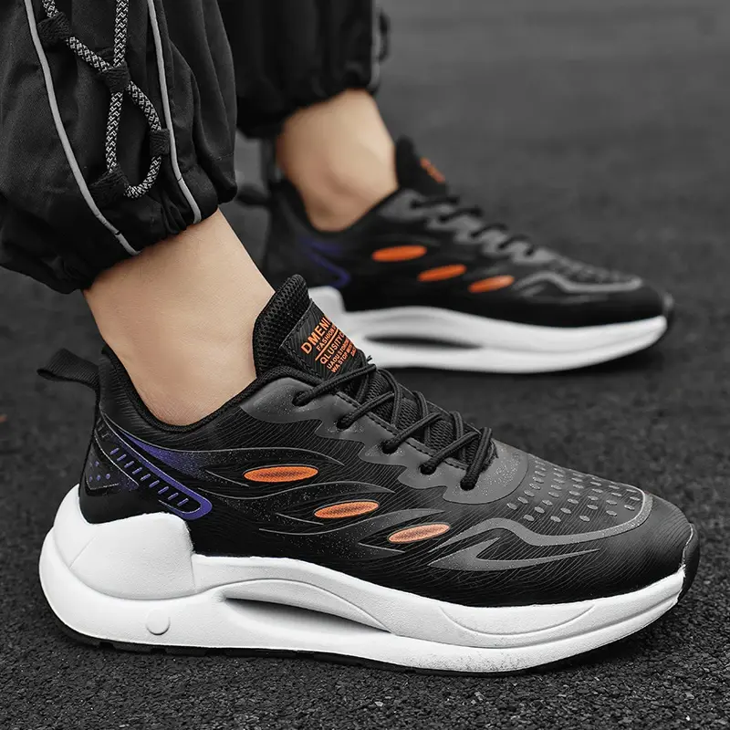Sapato de malha vulcanizada masculino, tênis de plataforma, cores misturadas, com renda, caminhada ao ar livre, casual, novo, 2022