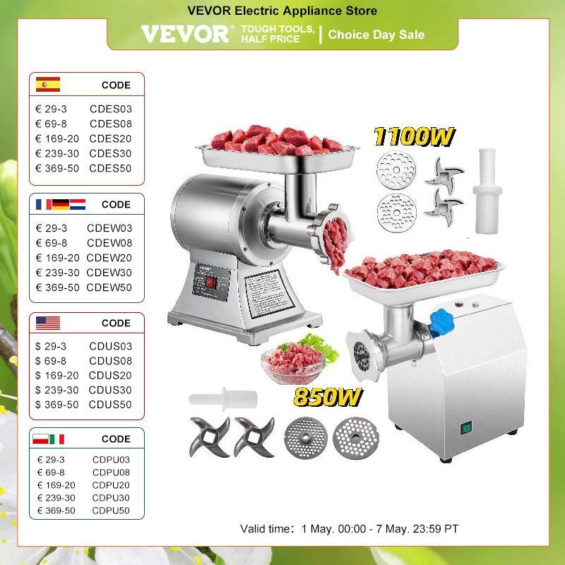 VEVOR 122 Kg/H 250 KG/H Electric Meat Mincer Chopper Heavy Duty Food Processors Kitchen Appliances Commercial Grinder Machine