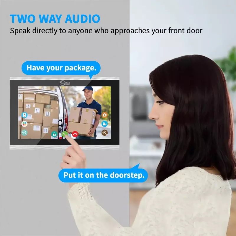 Tuya-Home جهاز اتصال داخلي فيديو بشاشة تعمل باللمس ، جرس الباب 5 في 1 ، أمن الهاتف ، 1080P ، فتح بصمات الأصابع ، واي فاي