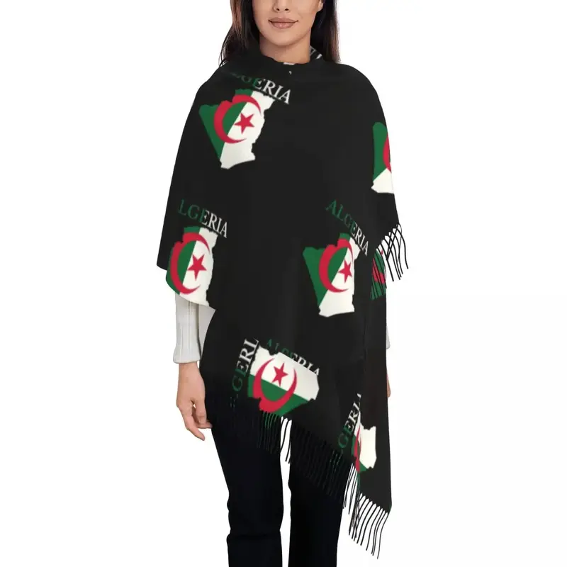 Syal peta bendera Aljazair dicetak unik syal hangat musim dingin pria wanita selendang hati Algerian bungkus