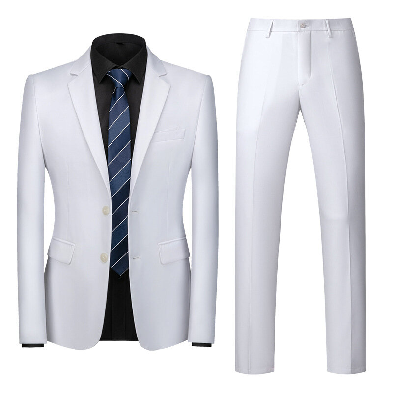 Костюм мужской облегающий из 2 предметов, деловой Повседневный пиджак и брюки для свадебного банкета, подружки невесты