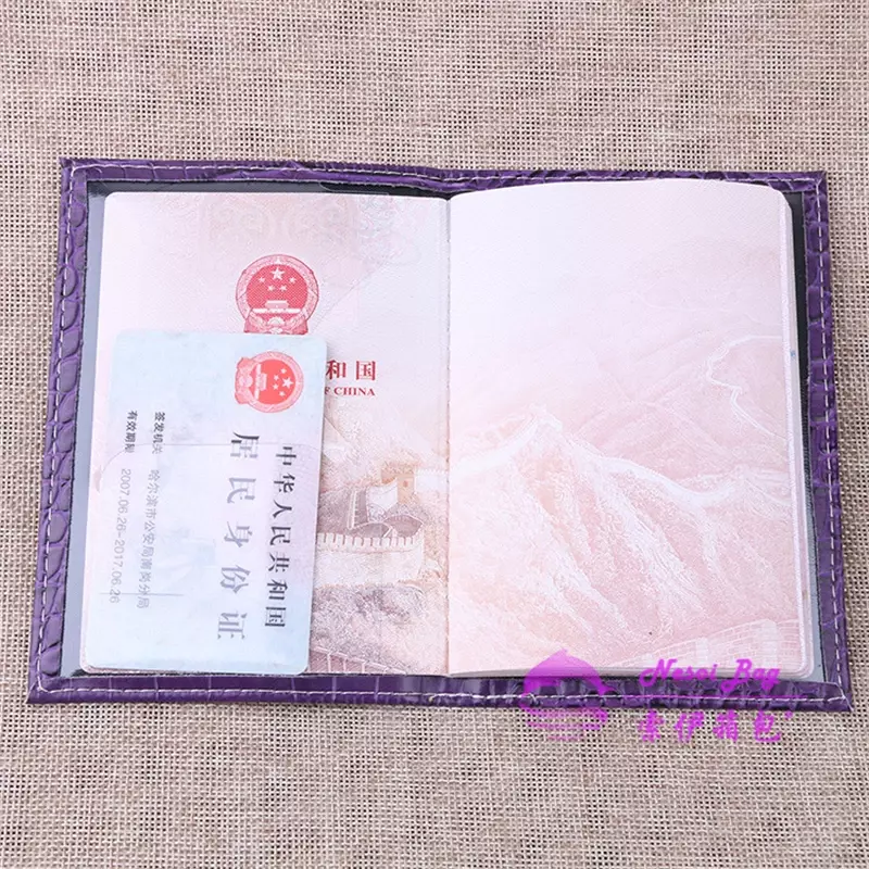 Sampul Paspor Pola Buaya Tas Paket Kulit PU Kartu Kredit ID Tempat Paspor Tas Dompet Tas Aksesori Perjalanan