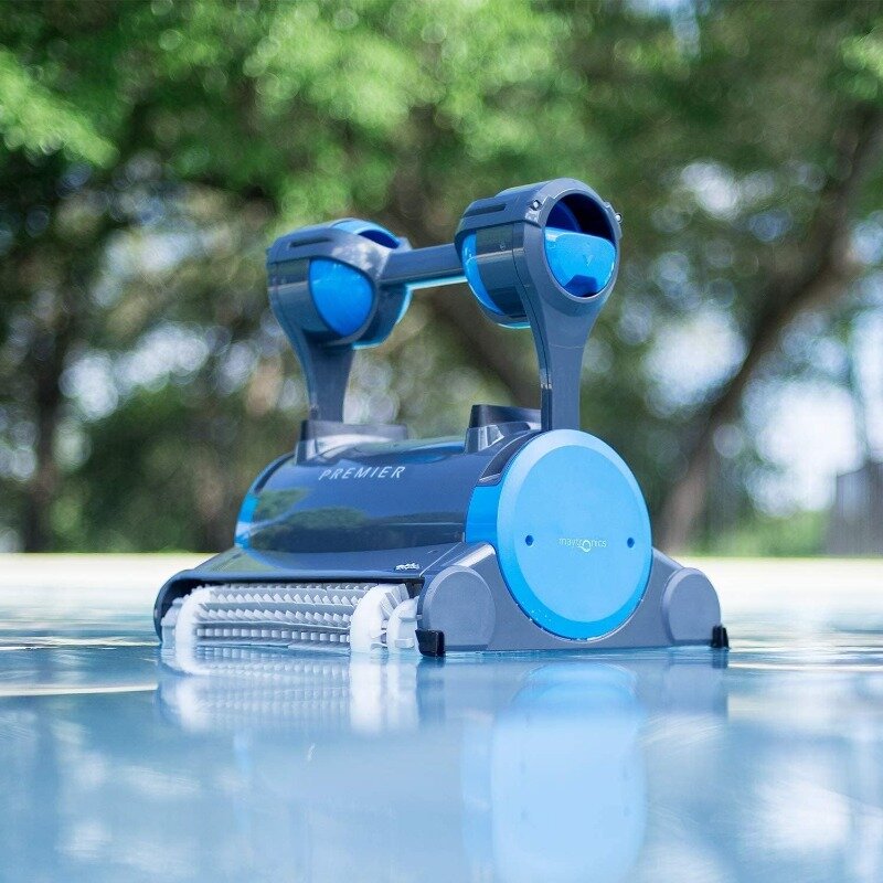 Limpador de piscinas robótico Dolphin Premier com multimídia, bolsa de folhas extragrande, filtros padrão e ultrafinos, temporizador semanal, modelo 2024