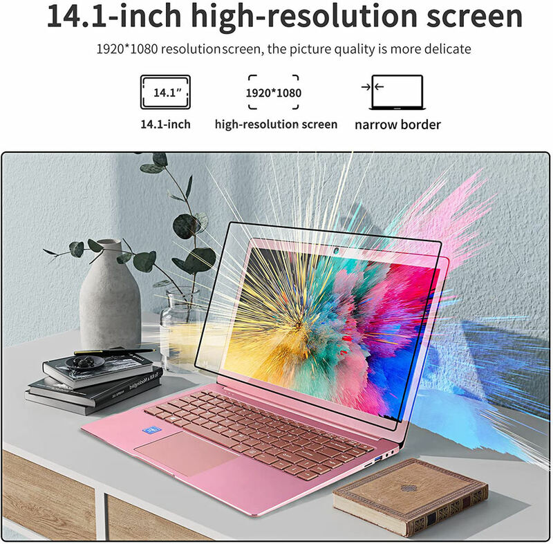 Crelander rosa Laptop 14 Zoll Intel J4125 Prozessor 8GB DDR4 Windows 10 Metall Notebook Computer PC tragbaren Laptop für Studenten