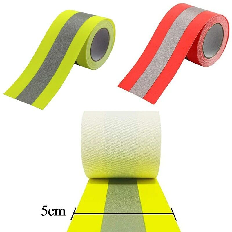 Fluorescence Yellow&Fluorescence Red Reflective Flame Retardant Fabric Material Sew On Tape