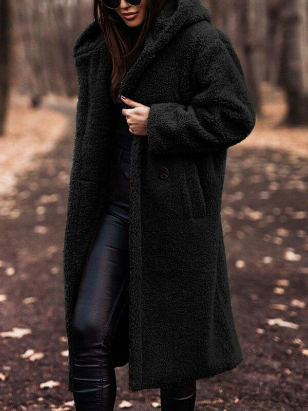 Осенне-зимнее длинное пальто, женское плюшевое теплое пальто из искусственного меха, женская меховая куртка, женское плюшевое пальто, женская верхняя одежда