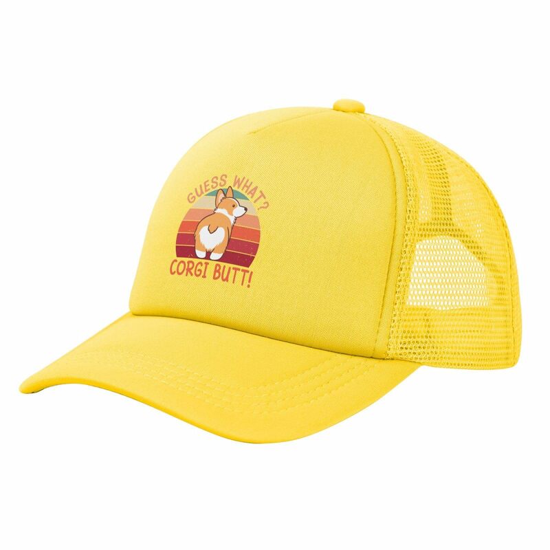 Guess What Corgi Butt Baseball Cap pour hommes et femmes, chapeau de camionneur, casquettes arrière en maille, chapeau de papa